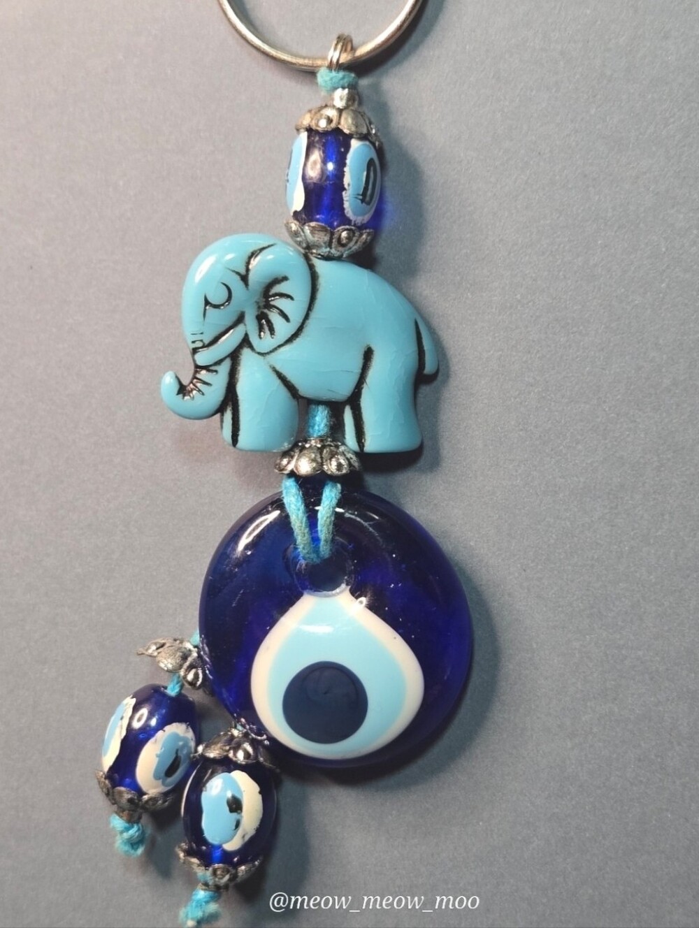 1 It Blue Elephant Keychain with Trunks Up
